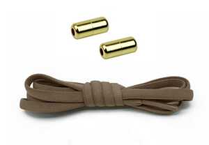 結ばない　ほどけない靴紐　留め具(ゴールド)タイプ　１足分（2個）ブラウン