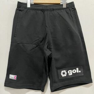 SALE! gol (ゴル) ボックスロゴ ハーフ パンツ (M) BLACK | futsal soccer フットサル サッカー スウェット プラパン ブラック セール