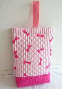  лента & полоса рисунок сумка для обуви розовый стеганое полотно использование девочка сменная обувь inserting 