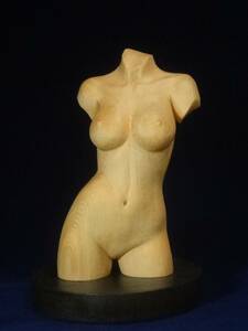 出品者作 『 夢想 』 オリジナル 木彫刻 アート　トルソ 裸婦 芸術 アート 女性 ハンドメイド 松 手彫り 彫刻