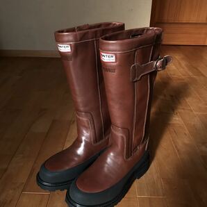 【美品・希少】HUNTER CROWN Leather Wellington Boots ハンター クラウン レザーブーツ サイズUK6（US7:25.5cm）SOVEREIGN ソブリン