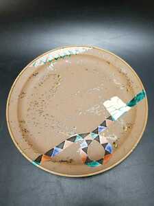【未使用・展示品】九谷焼 大皿 直径約31.5cm 金箔 銘在 陶器 和食器 おもてなし 会食 