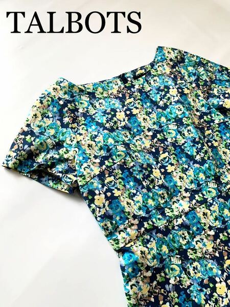 状態良好美品 TALBOTS リヨセル使用 総柄 ワンピース タルボット ワンピ 花柄 フローラル 女性用 3シーズン着用可能 半袖 フォーマル