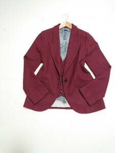  beautiful goods ALILA AILAaula Islay jacket lining total pattern lady's wool 100% wine series sizeO