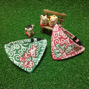 バンダナ 猫首輪【唐草柄 甘えん坊】