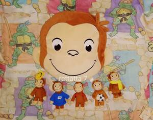 同梱可☆Curious George☆キュリアスジョージ☆おさるのジョージ☆マスコット☆ぬいぐるみ☆クッション☆セット☆顔型☆サルひとまねこざる