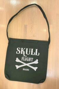 [SKULL FLIGHT] khaki Cross bo-n canvas shoulder bag Skull flight Ran bru