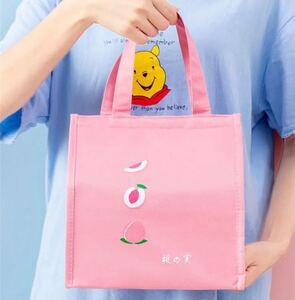 ランチバッグ 保温保冷シート付き ピンク 桃の実