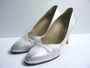  beautiful goods Ginza yo shino ya pumps silver color silver 24.0cm made in Japan P352-90