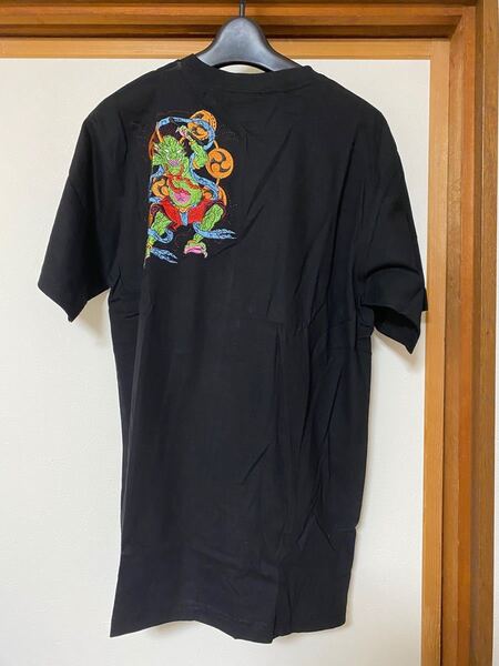 新品未使用 Lサイズ 黒色 半袖Tシャツ 刺繍 和柄 雷神