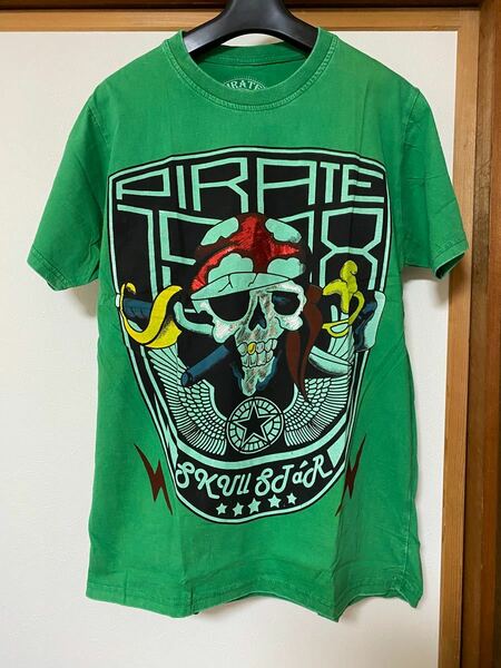 新品未使用　PIRATE パイレーツ　Ｍサイズ　緑色　プリントTシャツ　ガイコツ　ドクロ　スカル