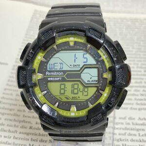 ★ ARMITRON 多機能 デジタル メンズ 腕時計 ★ アーミトロン アラーム クロノ タイマー ブラック 稼動品 F3761