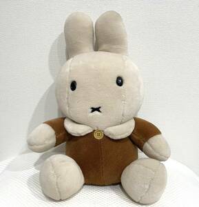 【ミッフィー 茶】ディック・ブルーナ miffy 特大サイズ ぬいぐるみ ブラウン おすわりポーズ 高さ約37cm BIG レトロ ベージュ タグ無し NW