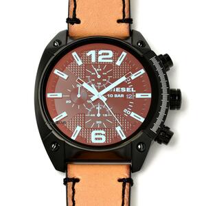 ディーゼル DIESEL メンズ 腕時計 オーバーフロー クロノグラフ ミラーガラス 革ベルト ビッグフェイス カジュアル DZ4482 新品未使用