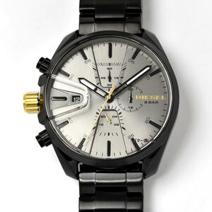 ディーゼル DIESEL メンズ 腕時計 MS9 クロノグラフ ガンメタ×ゴールド DZ4474 左リューズ ビッグフェイス カジュアル 新品未使用