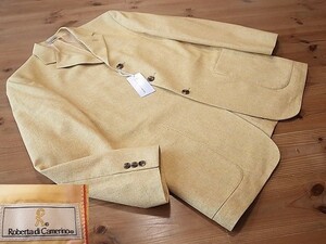 未使用 デッドストック品 Roberta di Camerino 淡黄 ３釦 コットンレーヨン テーラード ジャケット ブレザー サイズ L