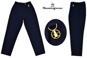 K-2359★送料無料★美品★MUNSINGWEAR GrandSlam マンシングウェア グランドスラム★春夏 日本製 ネイビー紺色 ツータック パンツ Ｍ