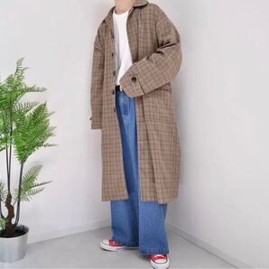 kutir オーバーステンカラーコート ブラウン チェック