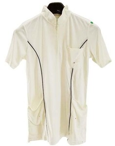 CH2064◆ 新品 ナース服 看護衣 洗濯可 アイロン可 ポリエステル100% Sサイズ ホワイト/ ネイビー 送料 350円