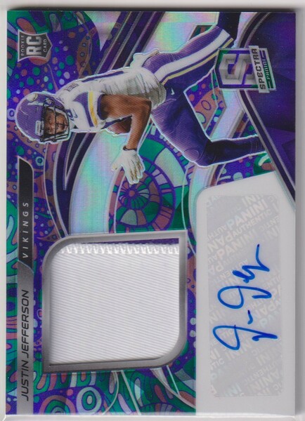 NFL JUSTIN JEFFERSON JERSEY AUTO 2020 PANINI SPECTRA VIKINGS AUTOGRAPH PATCH Rookie Card Psychedelic PRIZM /5 枚限定 直筆 サイン