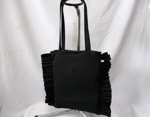 coen/コーエン◇ラッフルフリルトートバッグ　キャンパス　BK　H36cm