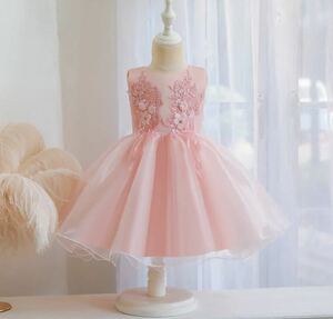 * new goods * free shipping * pretty girl soft dress! Kids baby race presentation party celebration birthday wedding Princess pink 100