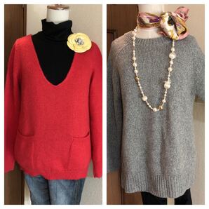 ヘザー エイトセカンズ ニットセーター2点セット まとめ売り モヘア ざっくりニット 暖かセーター heatherHEATHER