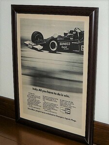 1972年 USA 洋書雑誌広告 額装品 Champion Spark Plugs チャンピオン スパークプラグ / 検索用 Mark Donohue Penske McLaren　 ( A4size ）