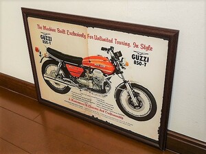 1975年 USA '70s 洋書雑誌広告 額装品 Moto Guzzi 850-T モトグッチ 　 ( A3size・雑誌見開きサイズ ) 