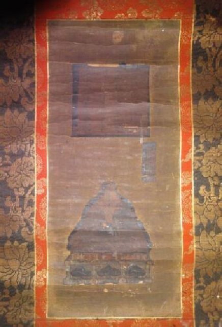 Rare Antique Temple Calligraphy Paper Scroll Buddhism Temple Painting Japanese Painting Calligraphy Antique Art, Artwork, book, hanging scroll