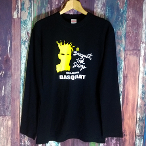 バスキア　クラウンフェイス Jean Michel Basquiat　ロンT 長袖Tシャツ 黒 Lサイズ