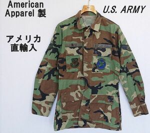 ◆アメリカ直輸入*U.S.ARMY*American Apparel inc製*SMALL-X-LONGサイズ*コート*ウッドランドカモ*ミリタリーシャツ*迷彩* ＃3792-A