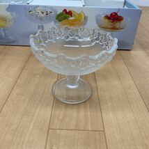 デザート皿 足付き レトロ 花模様 ガラス 5点セット レトロ食器 ガラス器_画像2