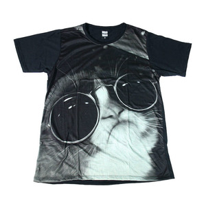 猫 アニマル ペット サングラス 仮装 ニャンコ ネコ ストリート系 デザインTシャツ おもしろTシャツ メンズTシャツ 半袖 ★E369S