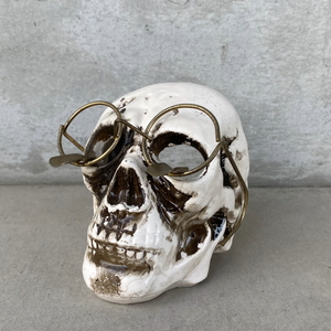 ヴィンテージ SKULL スカル 眼鏡 アッシュトレイ 灰皿 ドクロ メガネ 陶器 輸出用 / オブジェ ディスプレイ 骸骨 置物 喫煙具 日本製