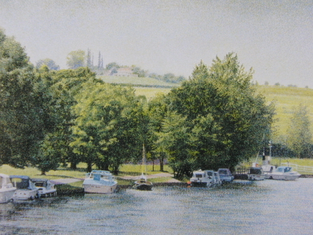 Yoshio Ashida, [Cookham Riverside (England)], Aus einer seltenen Sammlung von Rahmenkunst, Neuer Rahmen inklusive, In guter Kondition, Porto inklusive, Malerei, Ölgemälde, Natur, Landschaftsmalerei