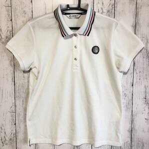 【and per se】アンパスィ ゴルフ ゴルフウェア 半袖 ポロシャツ レディース L ホワイト 送料無料!