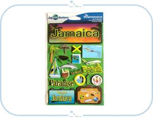 EJ48 Jetsetters Collection 3Dシール Jamaica ジャマイカ デザイン 立体 ステッカー アルバム 飾り材料 海外 スクラップブック 旅行 国旗