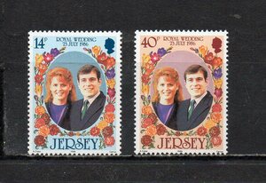 20E211 英国王室属領ジャージー 1986年 アンドリュー王子(ヨーク公)成婚 2種完揃 未使用NH