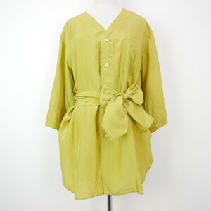 19SS FUMIKA UCHIDAfmi couch daSILK SLEEP SHIRTS silk 7 minute sleeve no color shirt blouse yellow green group 36