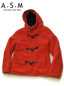 A.S.M marks li feed b men hood jacket 52LL big size red double zipper toggle button quilting American Casual urban 