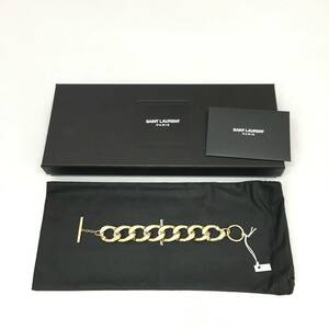 新品 サイズM Saint Laurent ゴールド ラージ チェーン ブレスレット メタル サンローラン 喜平