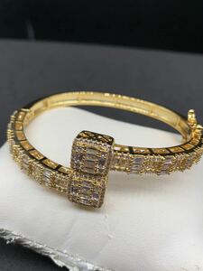  high quality zirconia Gold CZ Brin Brin bracele bangle 