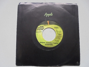 Appleシングルレコード RADHA KRISHNA TEMPLE『 HARE KRISHNA MANTRA 』US盤 Apple 1810 美品