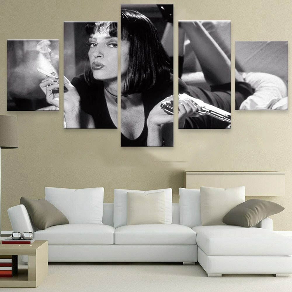 V-①☆ Kunsttafel ☆ Komplettes 5er-Set (mit Holzrahmen) ☆ Film Pulp Fiction Mia Wallace Film V-①, Kunstwerk, Malerei, Andere