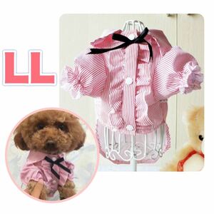 犬服 LLサイズ 可愛い春 夏 フリル リボン ワンピ 小型犬 新品 未使用ドッグウェア