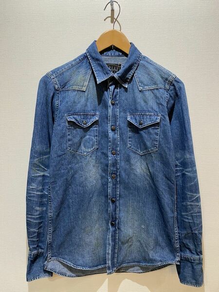 ★ KURO クロ ダメージ加工デニムシャツ sizeS 新品未使用 REMI RELIEF レミレリーフ DENIM ウエスタンシャツ TENDERLOIN