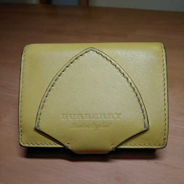 SALE セール 中古 BURBERRY バーバリ 財布 小銭入れ カード入れ イタリア製 黄色 Burberry short wallet 送料無料