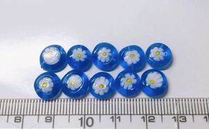 新品 ベネチアン調ビーズ アクアブルー ディスク 8mm 5個セット