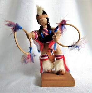 カチナ人形 大サイズ フープダンサー インディアン 精霊/ネイティブ・アメリカン ハンドメイド Hoop Dancer Kachina Doll 木彫り 工芸品